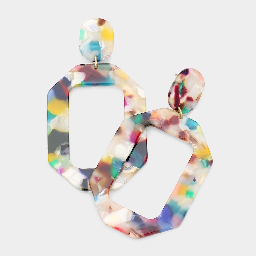 Celluloid Acetate Octagon Dangle Earrings